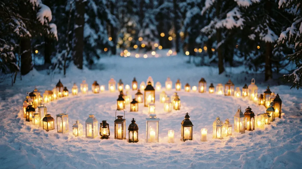 Lichterkreis im Schnee